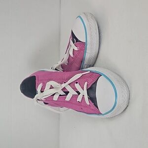 Converse Junior Girls Pink Green Iridescent Shine Sparkle Low-Top Sneakers Sz 3